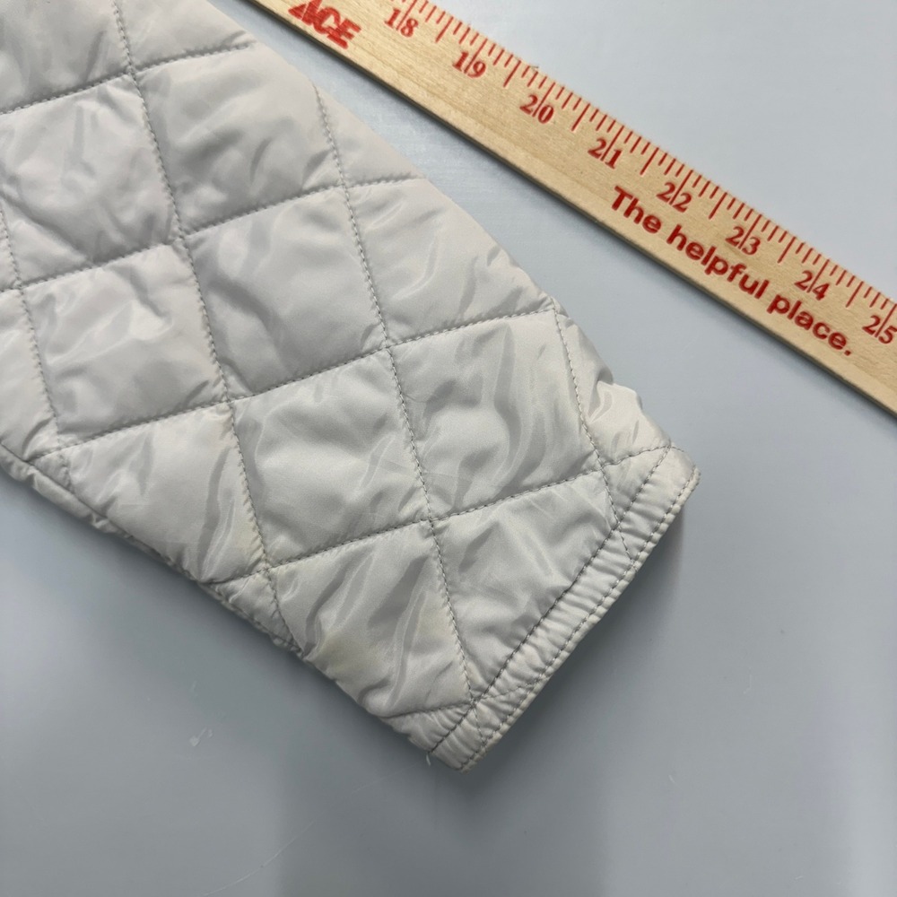 Coach New York Quilted Jacket Womens Medium Gray Cinched Waist Leather Trim M - Picture 4 of 11